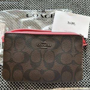 Coach double corner zip wristlet